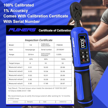 1/4" Digital Torque Wrench 0.33-22.1 Ft.lbs/0.45-30 Nm, Electronic Inch Pound Torque Wrench with 3/8" Adapter Extension Bar for DIY,Motorcycles,Bicycle,Car Buzzer Alarm, ±1% Accuracy 5 Units - size: 1/4" 0.33-22.1 FT.LB
