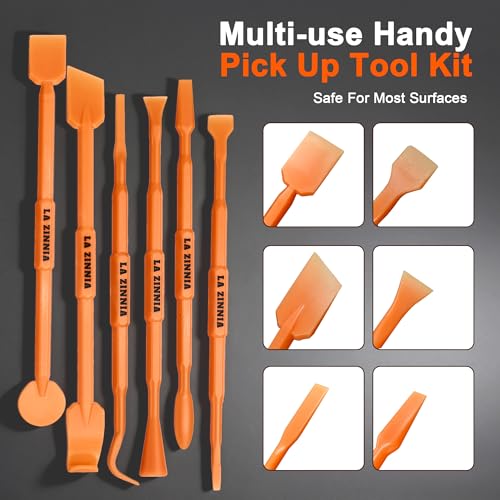 20PCS Delicate Pickup Tool Set, Non-Marring Scraper & Pry bar Kit, Multifunction Double-ended Mini Pick and HookTools, for various jobs detail clean, separating small parts, remove trim clips…