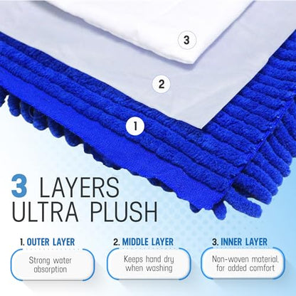 Ultra Plush Microfiber Car Wash Mitt - Scratch-Free, Lint-Free, Extra Absorbent, Machine Washable - Detailing Chenille Cleaning Mitt Perfect for Cars, Trucks, Motorcycles, and Household Surfaces - size: 1 Pack