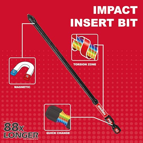 Geinxurn Impact Tough #2 Phillips 6 in. D2 Steel Long Extension Insert Driver Bits,6Pack 1/4 Inch Hex Shank Long Cross Magnetic PH2 Screwdriver Bits Set - size: 6"-D2PH2-6PCS