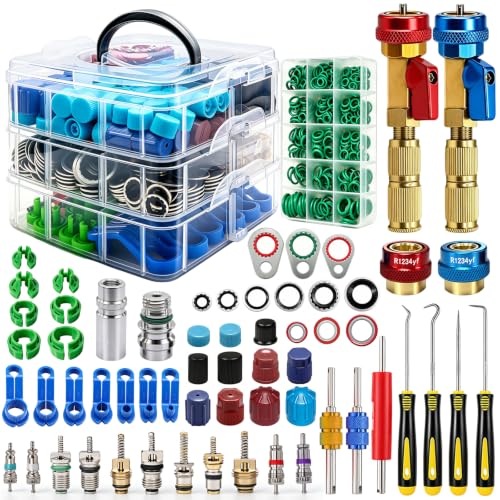 TWTADE 7 Set Car A/C Repair Kit - R134A Valve Core Remover Installer Tool Kit, AC Valve Core & Valve Cap Kit, AC Gasket Seal & O Ring, A/C Fuel Line Disconnect Tool for Air Conditioner System - color: Multicolor 837pcs