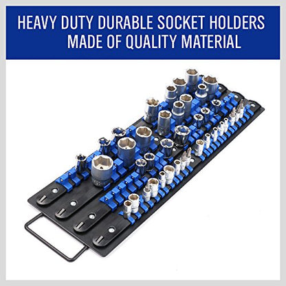 HORUSDY 80-Piece Heavy Duty Socket Organizer, 1/4-Inch, 3/8-Inch, 1/2-Inch, Premium Quality Socket Holders - style: 80-Piece Heavy Duty Socket Organizer