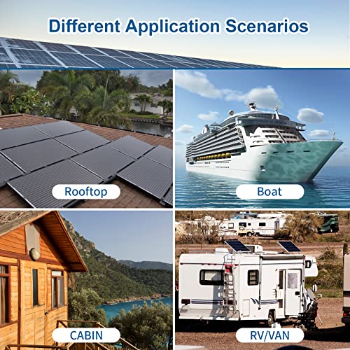 ACOPOWER Solar Panel 100 Watt 12V Black Monocrystalline High-Efficiency Module Off Gird PV Power with Solar Connectors for Battery Charging Boat Caravan RV - size: 100W