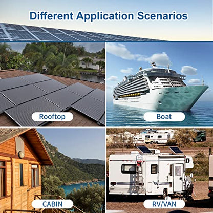 ACOPOWER Solar Panel 100 Watt 12V Black Monocrystalline High-Efficiency Module Off Gird PV Power with Solar Connectors for Battery Charging Boat Caravan RV - size: 100W