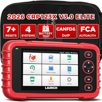 Launch OBD2 Scanner CRP123X Elite V3.0, 2026 Lifetime Free Update Scan Tool | Diagnostic Scan Tool for Car Engine Code Reader with 0il/Br-ake/S.A.S/B.M.S/D.P.F/ABS Bleeding/Throttle Reset, Auto VIN