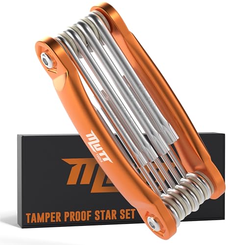 Mutt Tools Tamper Proof Star Wrench Set – Folding Security Torx Set with Hole in Middle – For Regular and Security Torx Key Screws, Tamper Resistant Star Key Wrench