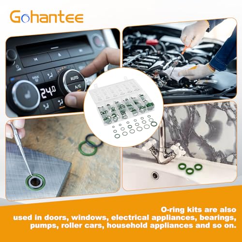 310PCS Car A/C Repair Kit O-Ring Set AC Valve Cores R12 R134a Refrigeration | 270PCS O-Ring Seals Kit 18 Sizes + 40PCS Car Air Conditioner Valve Core with Double Head Dual Dismantling Remover Tool