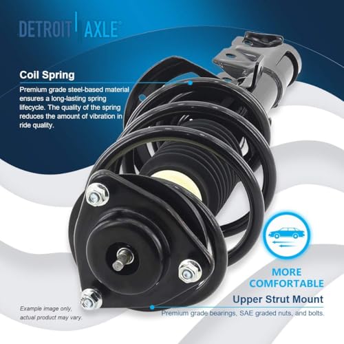 Detroit Axle - Front Steering Knuckles and Wheel Hub Bearings Struts w/Coil Spring Replacement for 2007-2012 Rear Drum Dodge Caliber - size: 4QU47790/ Big strut kit
