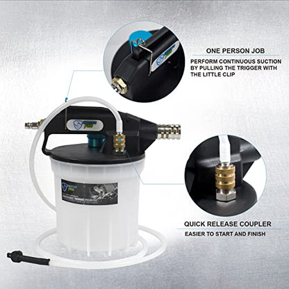 SMOTIVEPRO 2L Vacuum Brake Bleeder Kit Pneumatic Brake Fluid Extractor Pump | Powerful Air Vacuum and 16 Bleeder Screw Adapters Extract Brake Fluid Faster, for Efficient Bleeding on More Vehicles - size: 2L Pneumatic Brake Bleeder Pump