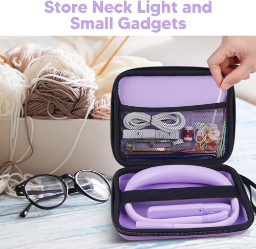 Back to School Supplies Reading Light: Purple Gifts Neck Light with Storage Case for Book Lovers Knitters Crafters, 10-80Hrs Eye-friendly Rechargeable Book Reading Lamp Knitting Crochet Craft Light - color: Purple Light+ Case