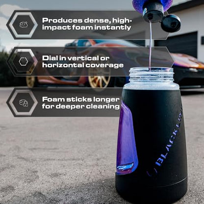 Blackline® Ultra Foam Cannon, Adjustable Snow Foam Lance for Pressure Washer, Heavy-Duty Car Wash Foam Cannon with 1/4" Quick Connect, Wide Mouth Bottle, High-Output Thick Foam Spray - style: Foam Cannon Ultra