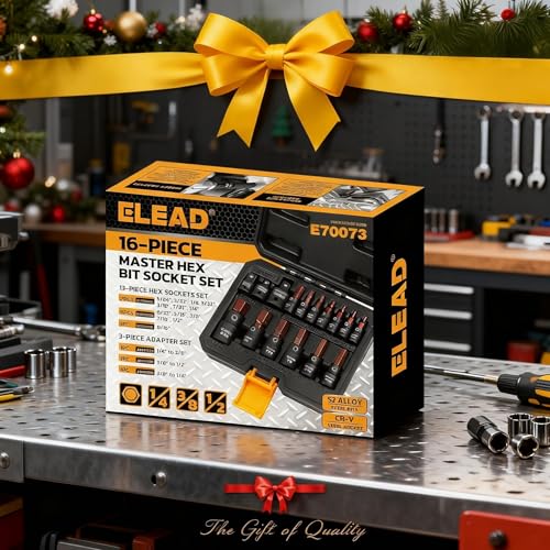 16-Piece SAE Hex Bit Impact Socket Set - Premium S2 Steel 5/64"-9/16" Allen Socket Set with Socket Adapters, 1/4”, 3/8” and 1/2” Drive | Professional Mechanic Garage Tools - style: SAE Hex