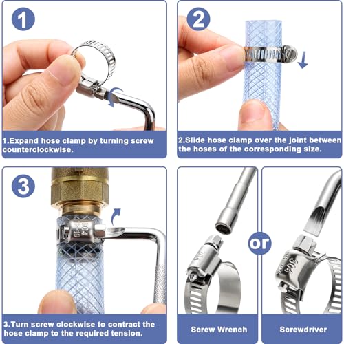 Hose Clamp Assortment- Vesmikit 180 PCS Stainless Steel Hose Clamps Kit 1/4"–2"(6-51mm) Worm Gear Clamps for Fuel Line, Plumbing, Automotive, Mechanical Applications, Pipe, Tube, Radiator, Garden - size: 1/4" - 2"