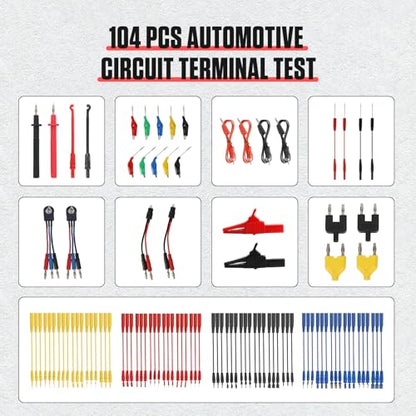 BELEY 104PCS Automotive Test Lead Kit Electrical Breakout Multimeter Test Leads Kit with Multimeter Leads, Alligator Clips, Pin Probes, Banana Plugs