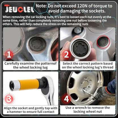 V Wheel Locking Nut Key Compatible with Audi Series, (Socket OD 27mm - ID 25mm), Wheel Lock Nut Socket Adapter, Wheel Anti-Theft Lug Nut Removal Tool, Anti-Theft Screw Remover - size: Socket V