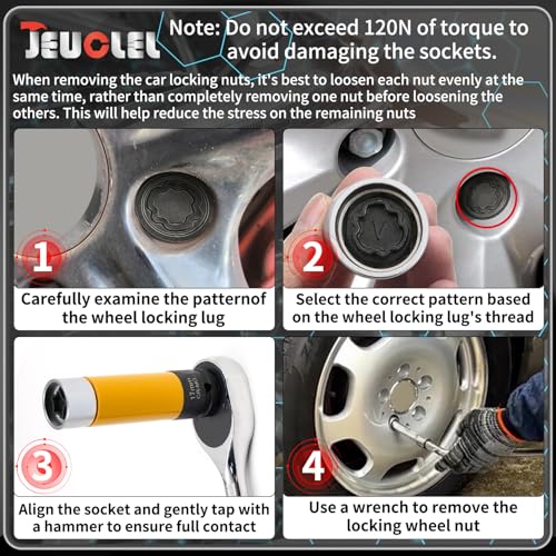 V Wheel Locking Nut Key Compatible with Audi Series, (Socket OD 27mm - ID 25mm), Wheel Lock Nut Socket Adapter, Wheel Anti-Theft Lug Nut Removal Tool, Anti-Theft Screw Remover - size: Socket V