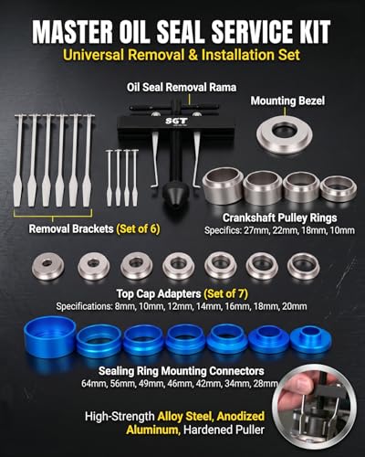 SGT 33pcs Crank Bearing Camshaft Seal Installer and Remover Set,Crank Bearing Camshaft Seal with Seal Puller,Crank Seal Installer kit for Automotive Engine Repair - color: RED