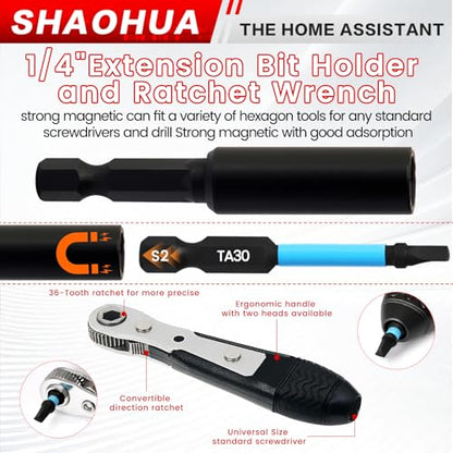 Triangle Screwdriver Bits, 19Pcs Triangle Head Screwdriver Bit Set, 25mm&60mm S2 Steel Magnetic Screwdriver Bits, 1/4" Hex-Shank Security Triangular Bits with Bit Extension Holder and Ratchet Wrench - style: C. Triangle Screwdriver Bits