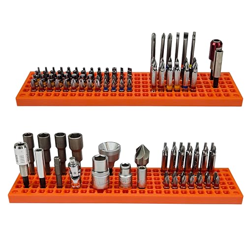 Free Zone Bit Organizer Set, 158-Hole 1/4" Hex Bit Toolbox Storage | Orange; drive bit adapter & 1/2", 3/8", 1/4" socket holder compatible; anti-drop design; tools not included - color: Orange