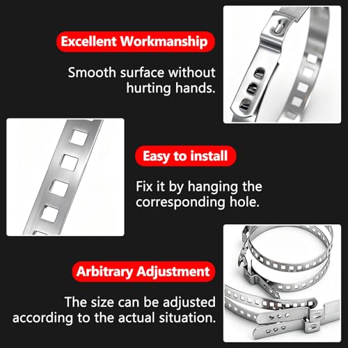 CV Boot Clamp Plier with 10PCS 304 Stainless Steel Crimp Bands, 5PCS Small and 5PCS Large Universal Adjustable Drive Shaft Drive Shaft Joint Boot Crimp Clamps for Most Cars - size: Plier + 10pcs Clamps
