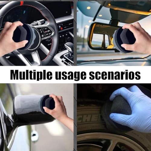 2PCS Car Tire Shine Applicator Pads, Hex Grip Wave Contoured Vehicle Detailing Foam Sponge Tool, Reusable Automotive Tyre Cleaning Accessories, Universal for Truck SUV Sedan