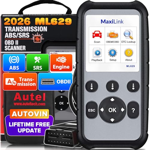 2026 New Autel ML629 OBD2 Scanner, ABS SRS Engine Transmission Diagnostic Scan Tool, Mechanic Full OBDII Code Reader w/DTC Lookup AutoVIN, OBD2 Live Data, Up of AL619 AL629 for Professionals DIYers