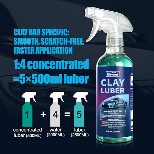 Clay Bar and Luber Kit, 4 Pack (4x100g) + 16.9 fl. oz | Auto Detailing, Lubricant Spray Included, 4 Pack Microfiber Cleansing Towel, Complete Kit