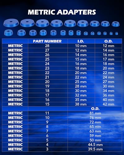 OMT Bearing Press Kit, Bearing Race & Seal Driver Set, Seal Installer Set | 43pc Wheel Bearing Press Kit with 23 Metric & 16 SAE Adapters, Bushing Driver Set with 4 Handles for Bearing Installation