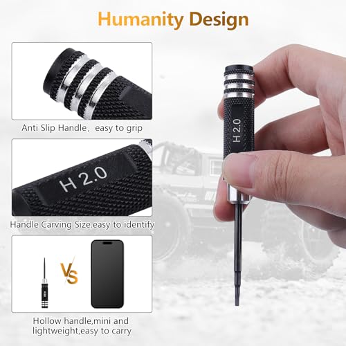 7PCS RC Car Tool Kit Short Handle Hex Screwdriver Nut Set W/Hex 1.5/2.0/2.5mm/4.0BOX/5.5BOX & Phillips & Slotted Screwdriver Fit for 1/18 1/24 Mini Crawler Car TRX4M SCX24 FCX24