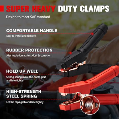 FIERYRED 1 Gauge 25 FT Quick Connect Jumper Cables, 1000A Heavy Duty Booster Cables with Travel Bag，Battery Jumper Cable for Truck, Diesel Trucks, SUV and Car - size: 1 Gauge 25 FT