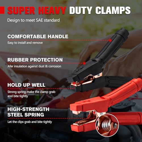 FIERYRED 1 Gauge 25 FT Quick Connect Jumper Cables, 1000A Heavy Duty Booster Cables with Travel Bag，Battery Jumper Cable for Truck, Diesel Trucks, SUV and Car - size: 1 Gauge 25 FT