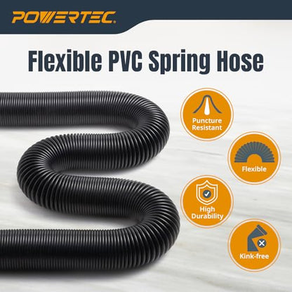 POWERTEC Power Tool Hose Kit with 10’ Vacuum Hose, 4 Quick Change Adapters & Threaded Coupler – Dust Collector Hose Kit for Connecting Table Saw, Power Tools to Shop Vacuums and Dust Collection System - size: 10 Ft. Hose Kit
