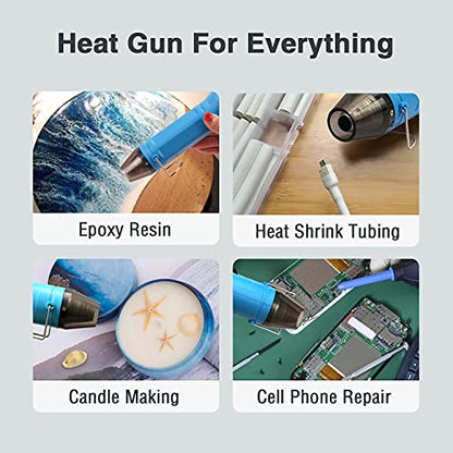 LDK Mini Heat Gun, 300W 2-Temp Settings Fast Heat Hot Air Gun | 392℉ & 662℉ Multi-Purpose Electric Heating Tools Shrink Pen for Crafts, Shrinking PVC, DIY, Embossing, Candle Making - color: Blue