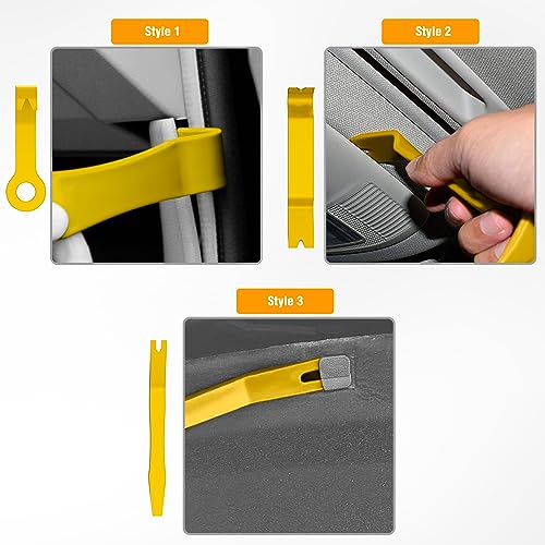 GOOACC 8PCS Auto Trim Scratch Removal Tool | Car Audio Dash Panel Window Molding Fastener Remover Tool Kit-Yellow - color: Yellow, size: 8PCS Trim Removal