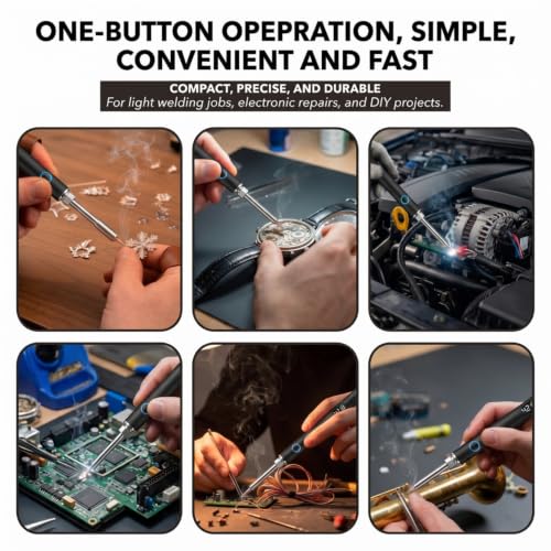510 Thread Battery Professional Cordless Soldering Iron with LED Display Precise Temp Control USB-C Rechargeable 650mAh Electric Black Soldering Pen, Precision work/Appliance Repair, 3Speed Adjustable