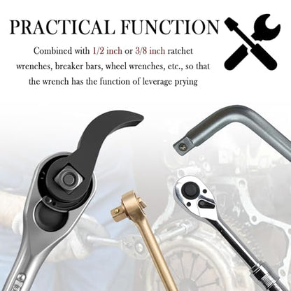 2PCS 1/2" & 3/8" Adjustable Pry Bar Wrench Adapter Head,Upgraded Crowbar Adapter Head with Square Interface for Tight Space,Universal Car Tools Half Shaft CV Axle Removal Tool - color: Square & Square