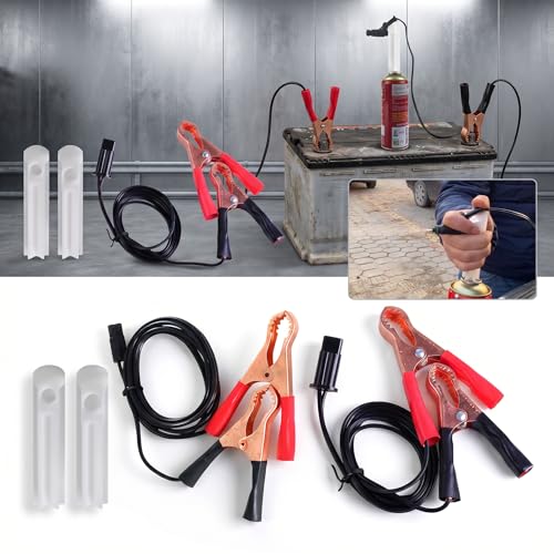 2 Sets Car Fuel Injector Cleaner kit, 12-24V Fuel Injector Flush Cleaner Adapte with Test Lead, No Disassembly Required Fuel Injector Cleaning Tool, for Car Motorcycle ATV (Red & Black)