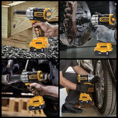 Impact Wrench for DeWalt Battery, 1328Ft-Lbs (1800N.m) Impact Driver, 1/2" Impact Gun 3-Speed High Torque Power Tool for Tire Removal, Rusted Bolts, Heavy Equipment(No Battery) - color: Yellow+1328ft-lbs