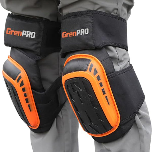 GRENPRO Professional Knee Pads for Work,Heavy Duty Thick Foam Knee Pads Tools,Knee Pad with Soft Gel Cushion for Construction,Work,Flooring,Gardening,Cleaning,Tiling,Orange - color: Orange