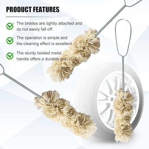 HZEL Car Tire Lubricant Brush Applicator Swab, 4PCS 11.81 Inch Extra Long Handle Vehicle Wheel Lubricant Applicator with 1PC Tread Depth Gauge, Automotive Tire Lube Brush, Universal Fit