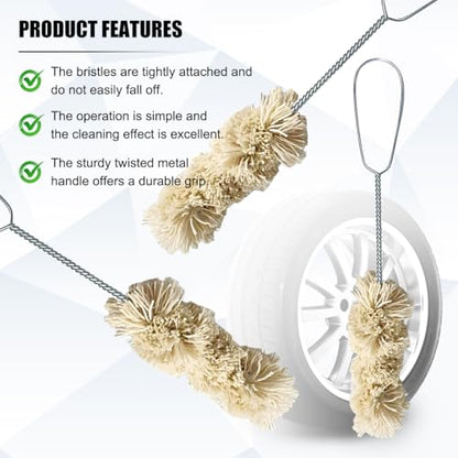 HZEL Car Tire Lubricant Brush Applicator Swab, 4PCS 11.81 Inch Extra Long Handle Vehicle Wheel Lubricant Applicator with 1PC Tread Depth Gauge, Automotive Tire Lube Brush, Universal Fit