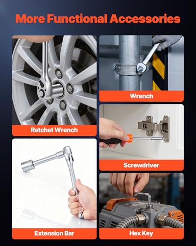 VEVOR Mechanics Tool Set, 256-Piece Mechanic Tool Kit, 1/4 in, 3/8 in, and 1/2 in Drive, SAE and Metric Socket Set, Wrenches, Screwdriver Bits, Accessories, and Storage Case, for Automotive Repair - size: 1/4"&3/8"&1/2", style: 256 PCS