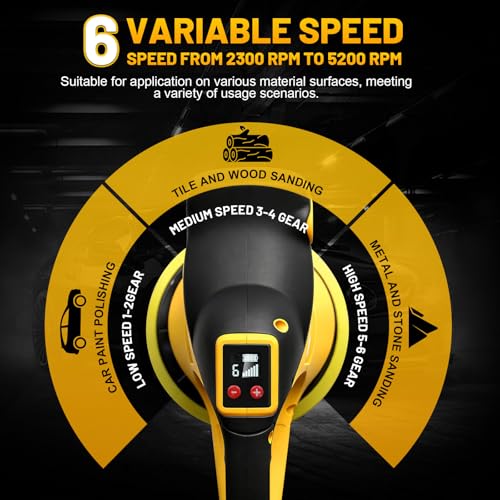 Upgraded Cordless Buffer Polisher - Buffer Polisher Kit Compatible with Dewalt 20V Battery, 6-Inch Brushless Car Polisher with 12pcs Polishing Accessories for Car Polishing/Waxing (Tool Only)