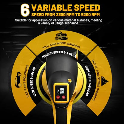Upgraded Cordless Buffer Polisher - Buffer Polisher Kit Compatible with Dewalt 20V Battery, 6-Inch Brushless Car Polisher with 12pcs Polishing Accessories for Car Polishing/Waxing (Tool Only)