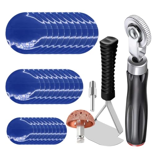Tire Repair Patch Kit Heavy Duty, 35pcs Tire Repair Tools 42mm Tire Buffing Wheel 32/42/58mm Tire Patches with Tire Patch Roller Inner Liner Scraper for Car Motorcycle Bike Tractors Grinding