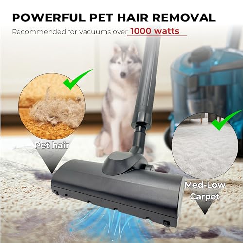 for Shop Vac Using 1 1/4'' & 2 1/2'' Accessories, Turbo Brush Head 1.25" Plus 2 1/2 Inch Vacuum Hose Adapter Compatible with Rigid Shop-Vac VacMaster Craftman - Vacuum Attachment for Pet Hair Removal