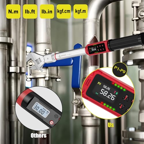 ANPUDS Adjustable Digital Torque Wrench, 1.5-99.6 Ft.lb, ±1% Accuracy | 2-135Nm, 45mm Jaw & 1/2" Ratchet, 14×18mm Open End, Vibration, Buzzer, LED Indicator for HVAC, Split AC, Motorcycle, Plumbing - size: 1.5-99.6 Ft.lb/2-135 Nm(14×18mm)