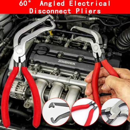 4 PCS Electrical Disconnect Pliers for Car, Automotive Plug Connector Separator, Electrical Pliers Set Connector Removal Tool, Hose Clamp Removal Plier, Auto Terminal Removal Tool, Gift for Dad/Men