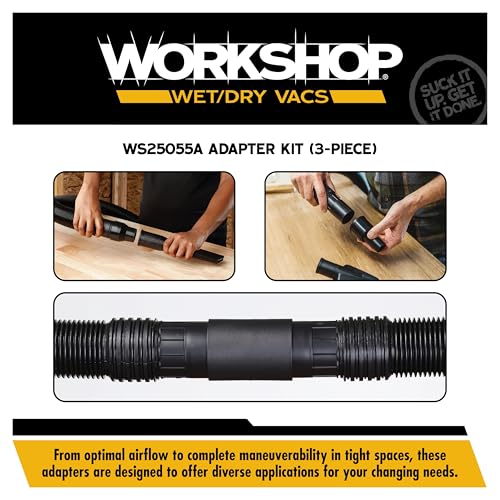 WORKSHOP Wet/Dry Vacs WS25055A 3-Piece Adapter Shop Vacuum Attachment Kit