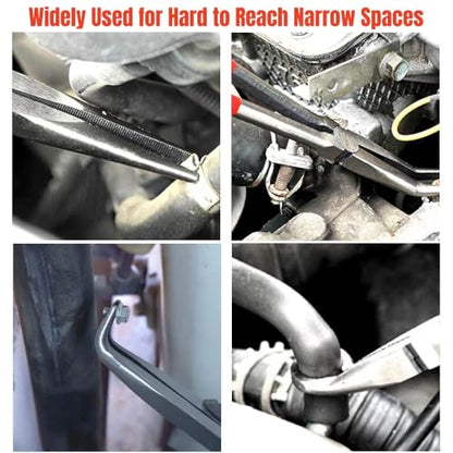 Long Reach Needle Nose Pliers，Extra Long Needle Nose Pliers, 90-Degree Bent Nose Pliers for Hard to Reach Narrow Spaces